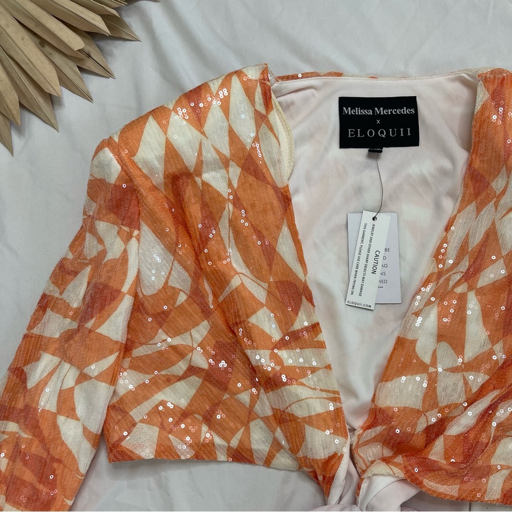 Eloquii Orange and Pink Tie-Front Mini Dress - Picture 7 of 13